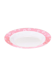 Mala 9 Inch Deep Serving Plate, White/Pink