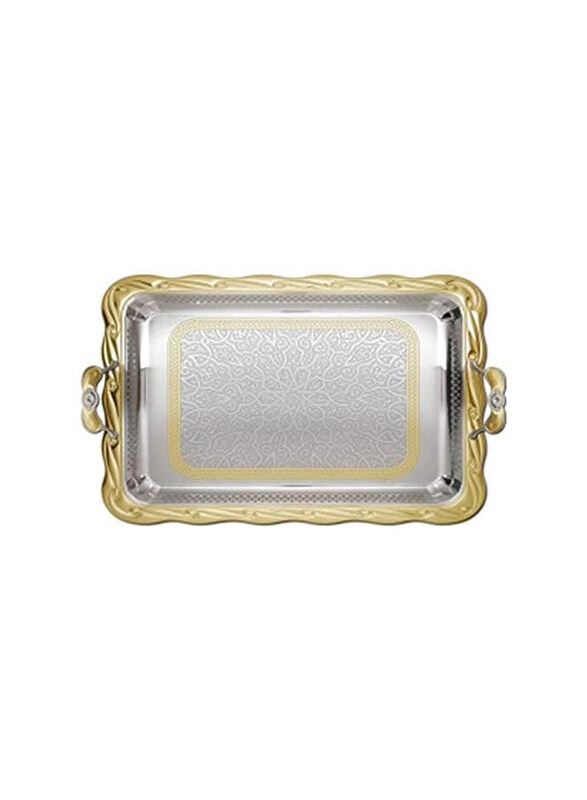 

Kingsville 62cm Aluminium Rectangle Tray, Silver/Gold