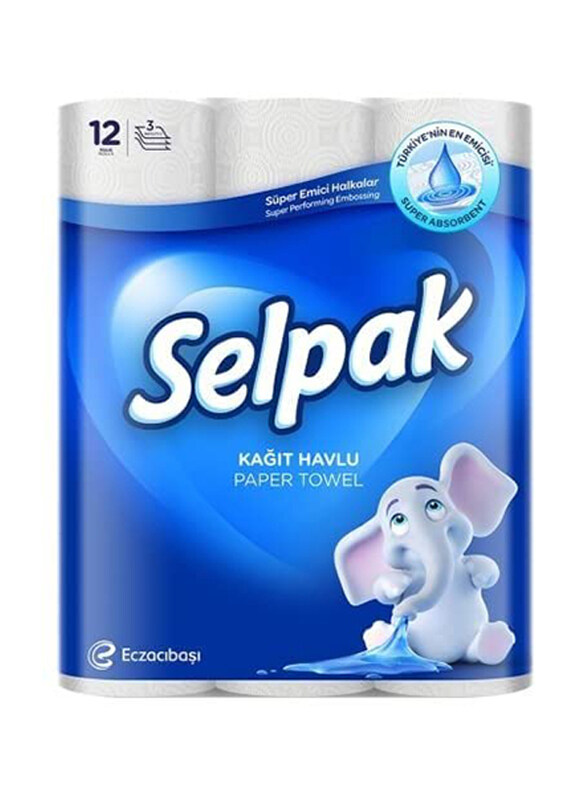 

Selpak 3-Ply Kitchen Paper Towel Roll, 12 x 80 Sheets