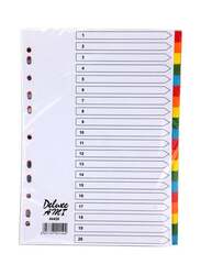 Deluxe Manila Colour Divider without Number, 1-20 Tab, 10-Piece, 44420, Multicolour