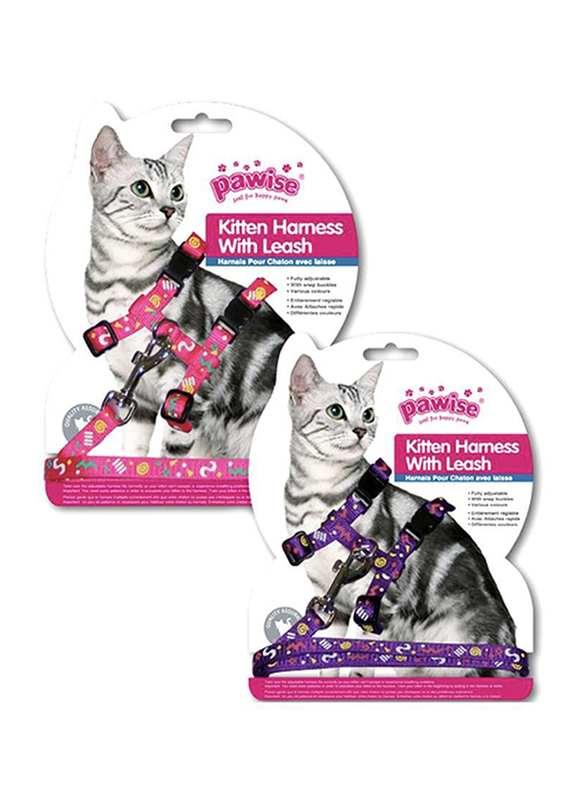 Pawise Kitten Harness with Leash, Multicolour