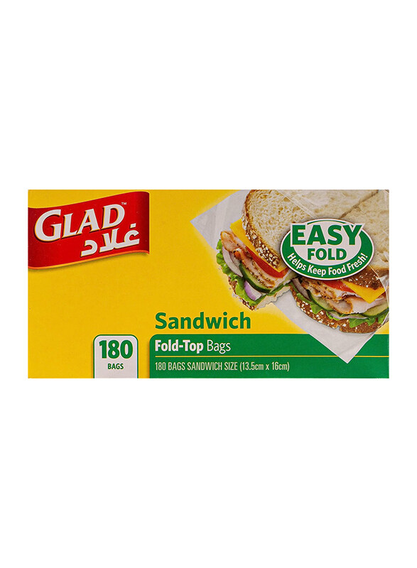 

Glad Sandwich Fold Top Bags, 13.5x16cm, 180 Bags