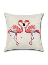 ACEIR 45 x 45cm Flamingo Pair Printed Cotton Blend Cushion Cover, Multicolour