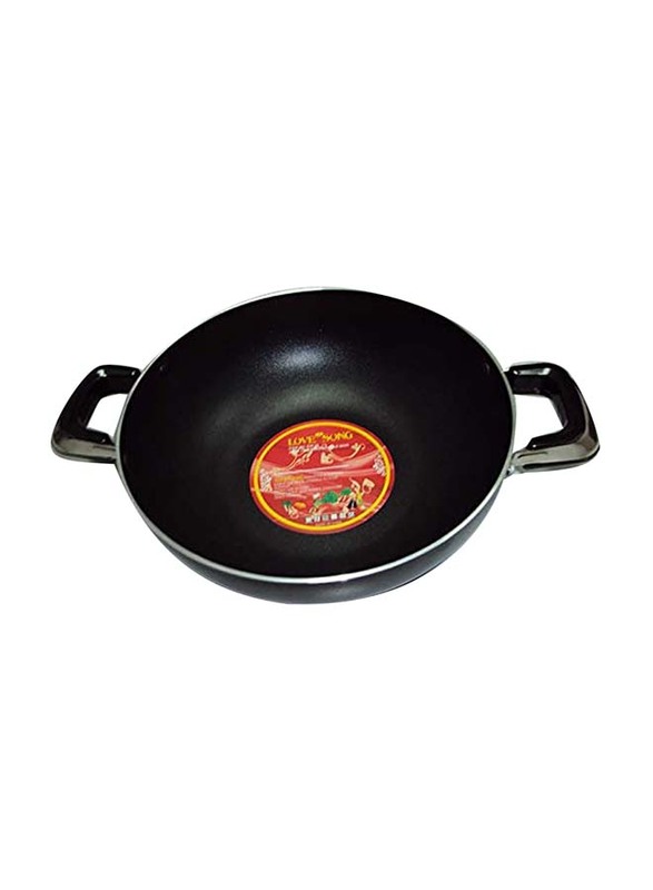 Love Song 22cm Round Wok Pan with 2 Ear Handles, Black