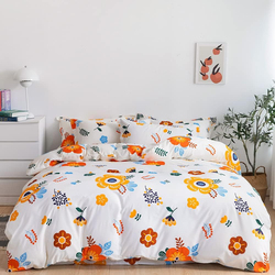 Aceir 6-Piece Microfibre Floral Duvet Cover Set, 1 Duvet Cover + 1 Flat Sheet + 4 Pillow Covers, Double, Multicolour