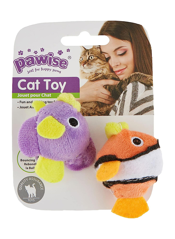 Pawise Fish Cat Toy, Set of 2, Multicolour