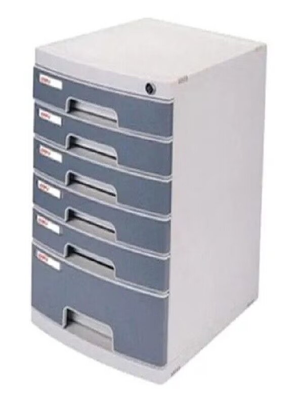 Deli 6 Drawer Cabinet with Lock, Grey/white