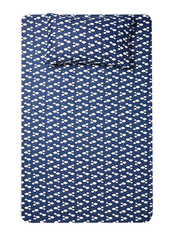 

Aceir 2-Piece Printed Cotton Bedsheet Set, 1 Bedsheet + 1 Pillow Case, Single, 147 x 240cm, Cloudy Night