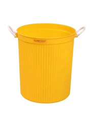 Classy Touch Round Dust/Trash Bin with Handles, 25 cm, Yellow