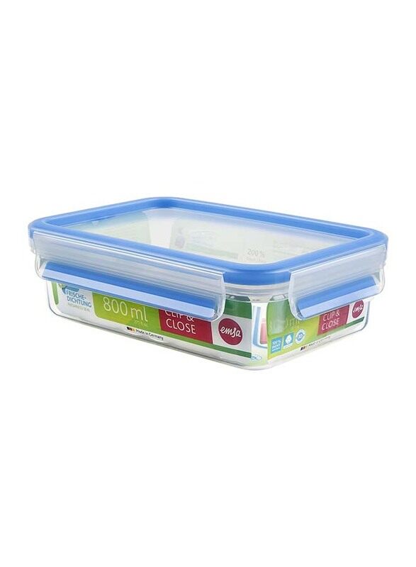 

Emsa Rectangular Clip & Close + Inner Box - Transparent/Blue - 0.55 L