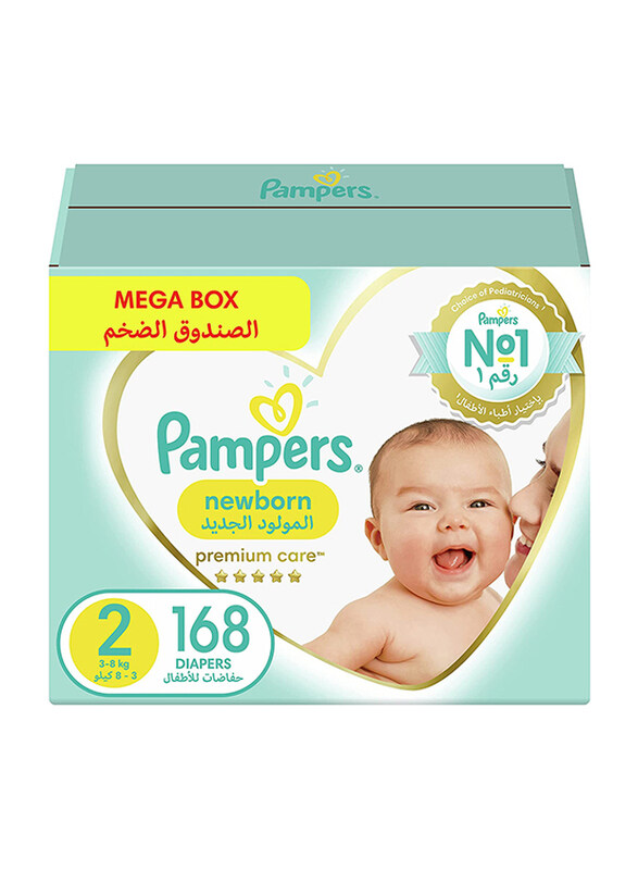 

Pampers Premium Care Diapers The Softest Diaper & The Best Skin Protection, Size 2, Mini, 3-8 kg, 168 Count