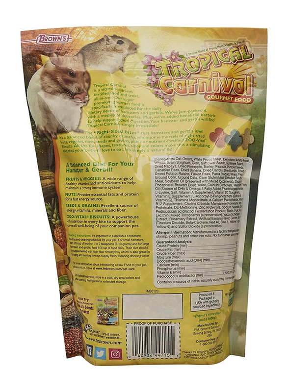 F.M. Browns Tropical Carnival Gourmet Hamster & Gerbil Dry Food, 2 Lbs