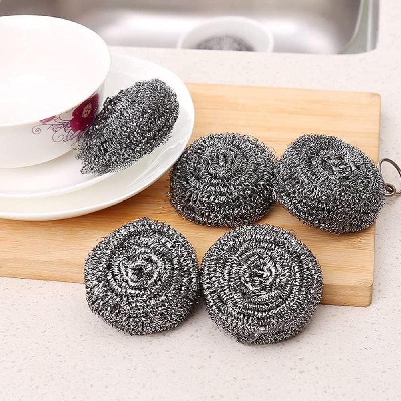 Classy Touch Stainless Steel Sponges/Scrubbing Scouring Pad/Steel Wool Scrubber for Kitchens & Bathroom, Pack of 6