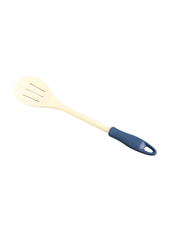 Tescoma Slotted Stirring Wooden Spoon, 637210, White/Blue