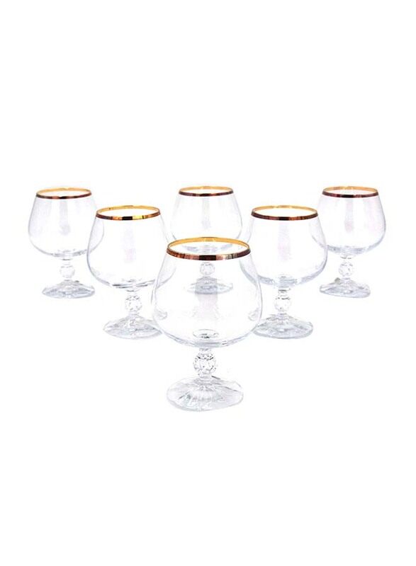 

Bohemia 250ml 6-Piece Claudia Gold Plated Brandy Glass, 20746, Clear/Gold