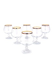Bohemia 250ml 6-Piece Claudia Gold Plated Brandy Glass, 20746, Clear/Gold