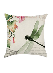 ACEIR 45 x 45cm Dragonfly Printed Cotton Blend Cushion Cover, Multicolour