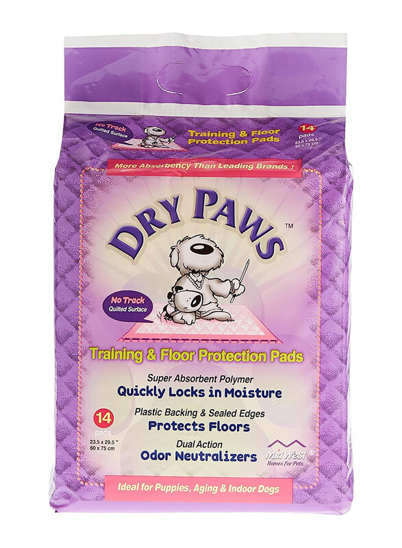 Midwest Dry Paws Training and Floor Protection Dog Pads, 14 Pieces, Large, White