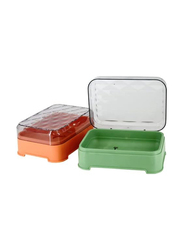 Rahalife Waterproof and Leak-proof Soap Box with Lid, Orange/Green