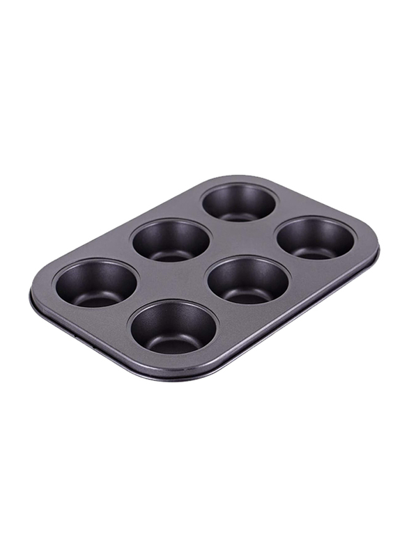 RL Industry 6 Cup Rectangular Muffin Pan, Black