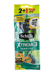 Schick Xtreme3 Sensitive Tripple Blade Disposable Razor for Men, 3 Pieces