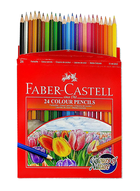 Faber Castell Colours Of Nature Colour Pencils 24 Colour In A Cardboard Box, Assorted Designs, 114426, Multicolour