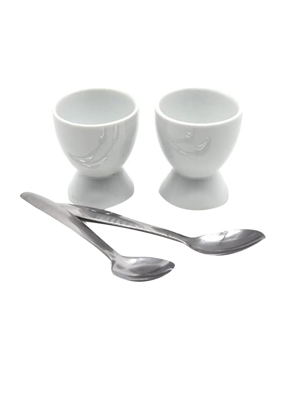 Gala 2-Piece Egg Holders + 2 Spoons Set, White