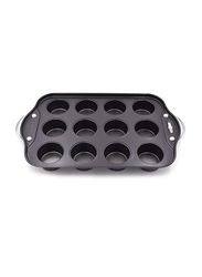 RL Industry 12 Cup Non-Stick Muffin Pan, CB00986, 35.5x21x4.8 cm, Black