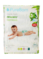 Pureborn Organic Bamboo Diapers Value Pack, Size 3, 5.5-8 Kg, 56 Count