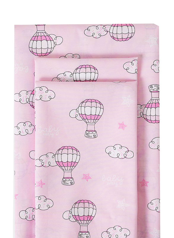 Aceir 3-Piece 180 TC Premium Collection Printed Cotton Bedsheet Set, 1 Bedsheet + 2 Pillow Cases, Queen, Pastel Pink