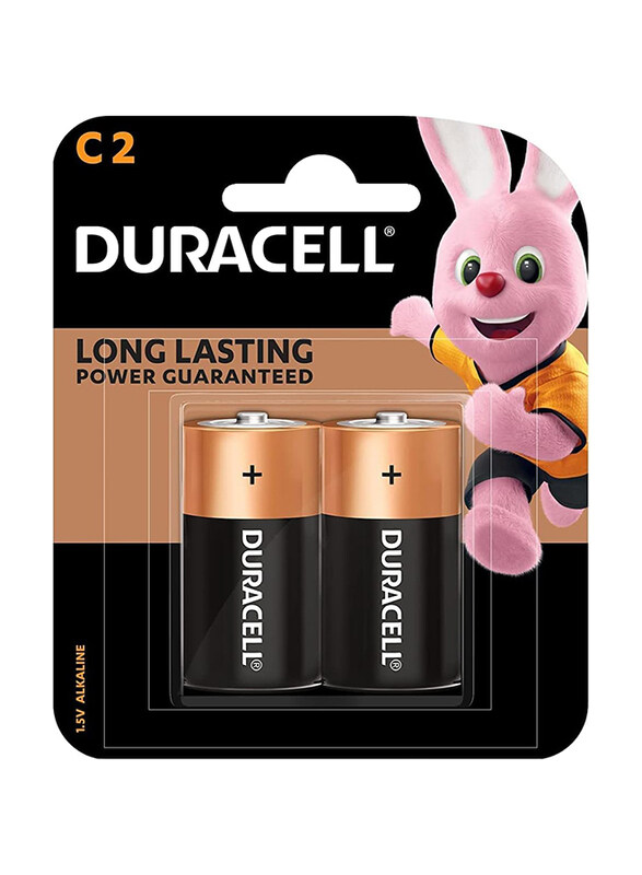 

Duracell Long Lasting Power Guaranteed Alkaline C2 Batteries, 2 Piece, Black/Brown