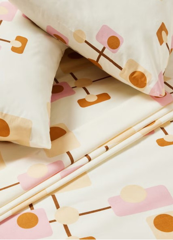 Aceir 3-Piece 180 TC Premium Collection Printed Cotton Bedsheet Set, 1 Bedsheet + 2 Pillow Cases, Queen, Orange/White