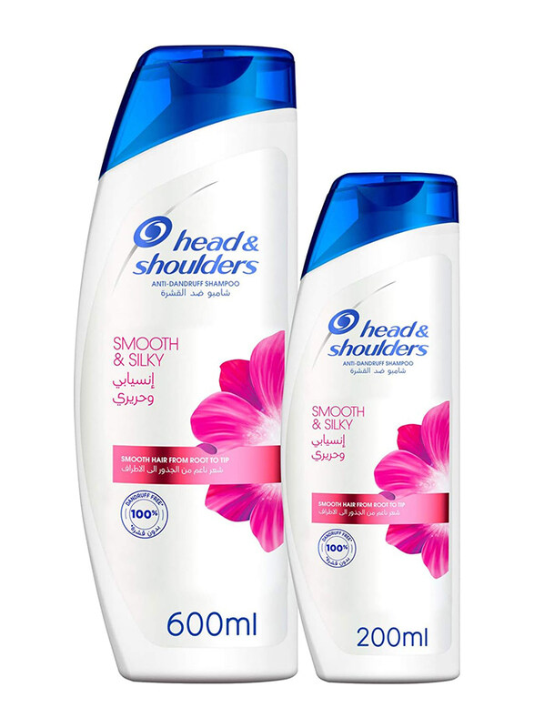 

Head & Shoulders Smooth and Silky Anti-Dandruff Shampoo, 600ml + 200ml, 2 Pieces