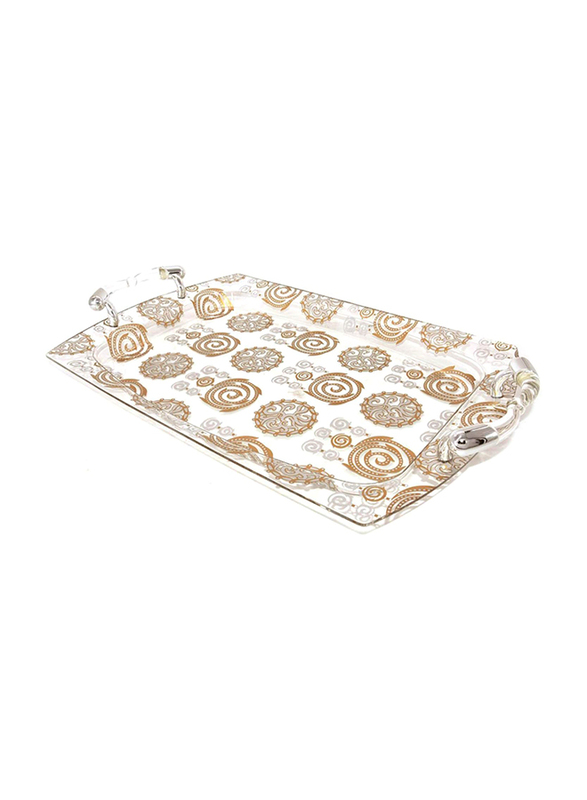 Her Chyaou 53 x 35cm Rectangular Tray, Rec534741A/L, Gold/White