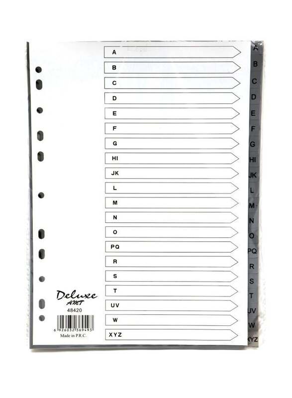 Deluxe PVC Index Divider, A-Z Tab, 10-Piece, 48420, Grey