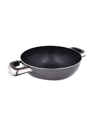 Love Song 24cm Round Wok Pan with 2 Ear Handles, Black