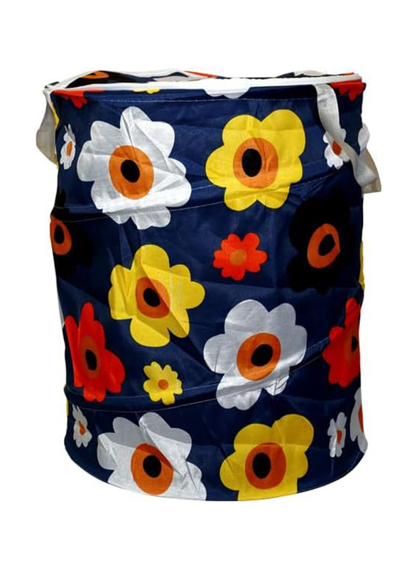 Rahalife Round Foldable Laundry Bag with Lid Zip Closure and Carry Handle, Multicolour