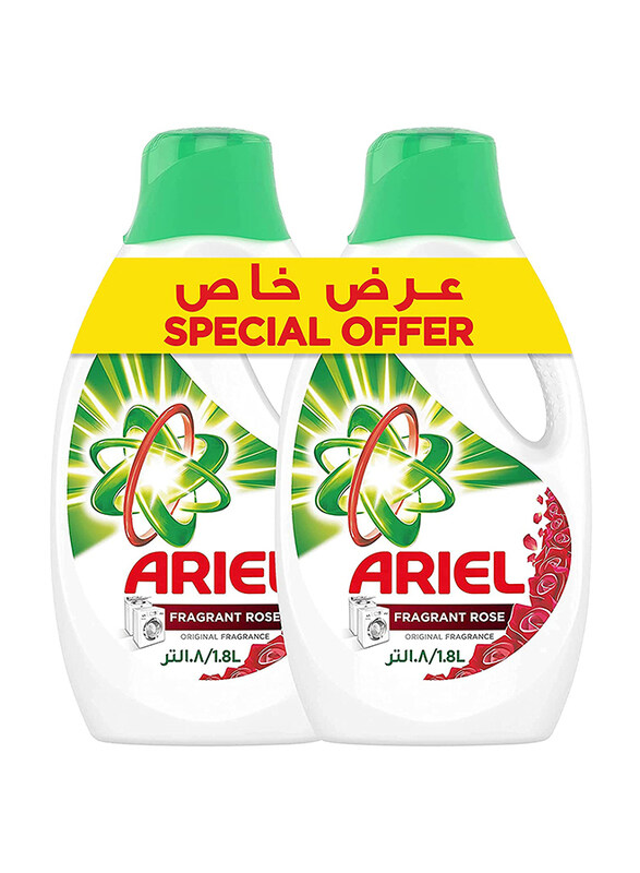 

Ariel Automatic Fragrant Rose Scent Laundry Liquid Detergent, 2 x 1.8 Liters