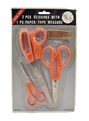 Tescoma 3-Piece Scissors Set + 1 Piece Paper Tape Measure Set, Orange