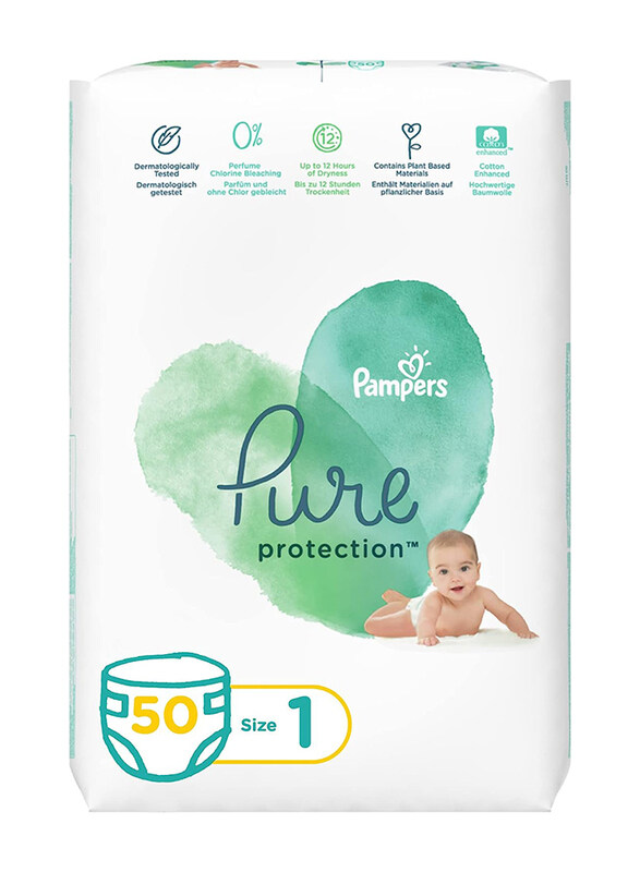 

Pampers Pure Protection Dermatologically Tested Diapers, Size 1, 2-5 kg, 50 Count