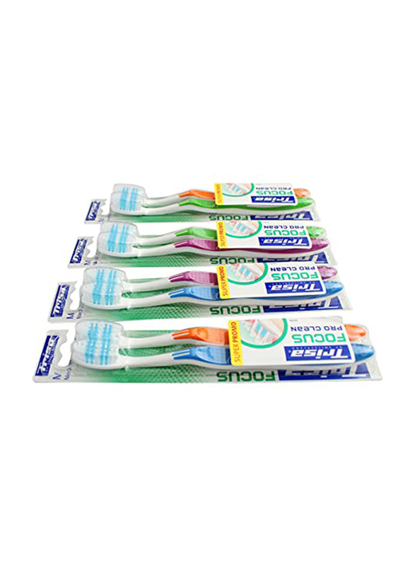 Trisa Focus Pro Clean Medium Toothbrush, 2 Pieces