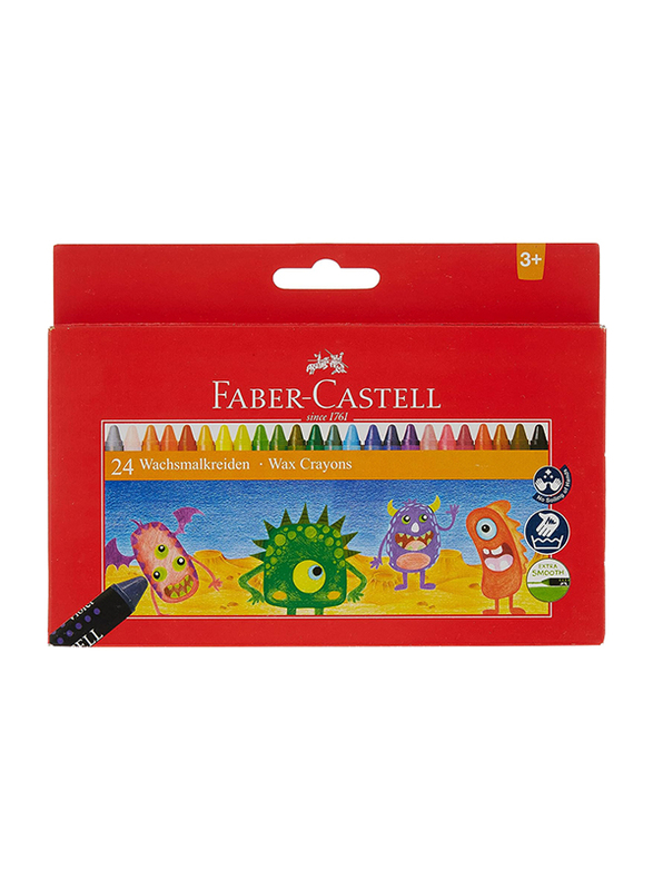 Faber-Castell Wax Crayons 24 Color Round 90mm, 120053, Multicolour