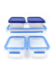 Emsa Gesunde Frische Clip & Close Food Container Set, 5 Pieces, Blue/Transparent