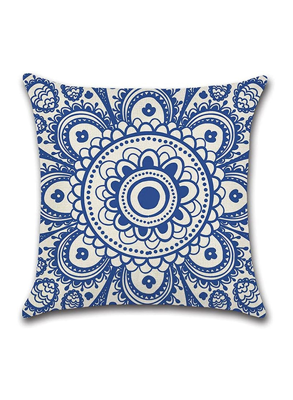 ACEIR 45 x 45cm Pattern Printed Cotton Blend Cushion Cover, Blue