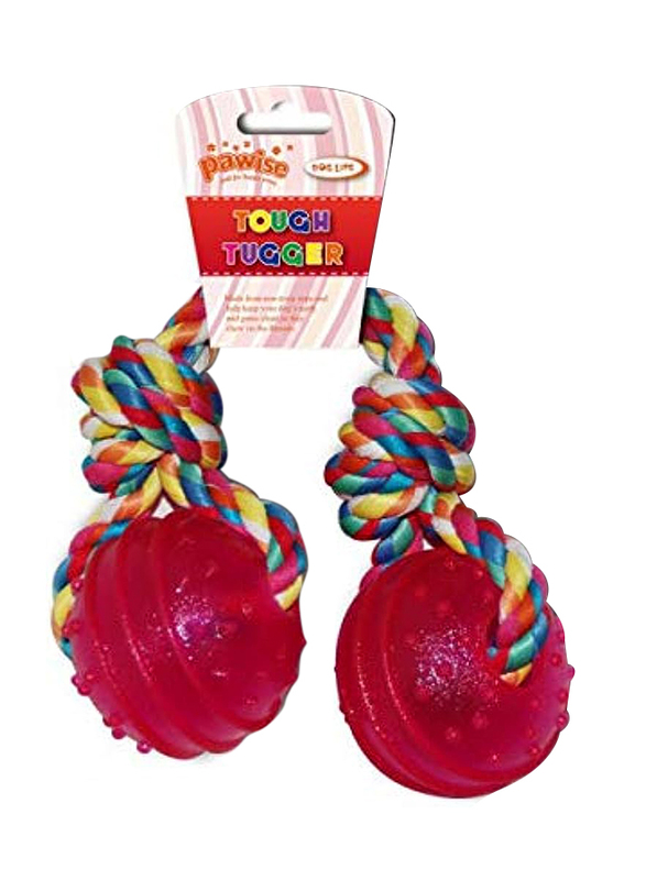 Pawise TPR Toy with Rope Double Ball, Multicolour