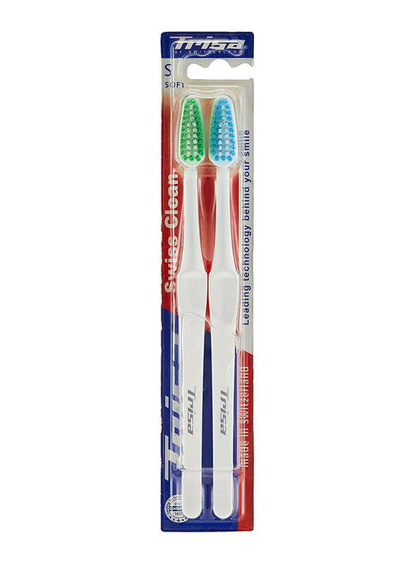 Trisa Swiss Clean Soft Toothbrush, 2 Pieces