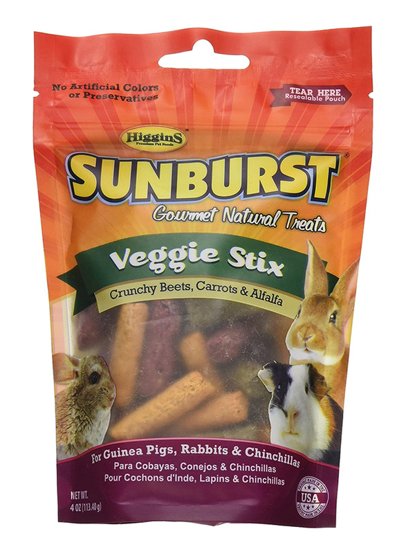 Higgins Sunburst Gourmet Natural Treats Veggie Stix Guinea Pigs & Rabbits Dry Food, 4 Oz