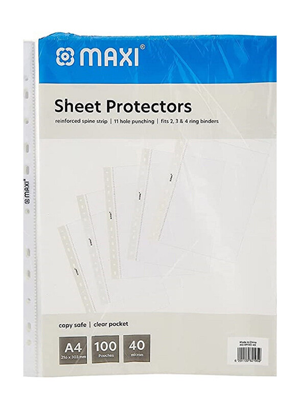 

Maxi 100 Piece A4 Sheet Protector 60 Micron Clear Pocket, Clear