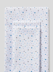 Aceir 3-Piece 180 TC Premium Collection Star Printed Cotton Bedsheet Set, 1 Bedsheet + 2 Pillow Cases, Queen, White