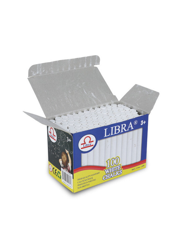 Rahalife Libra High Quality Dustless Chalks, Smooth Writting Calcium Chalks Non Brittle, 100 Pieces Box, White